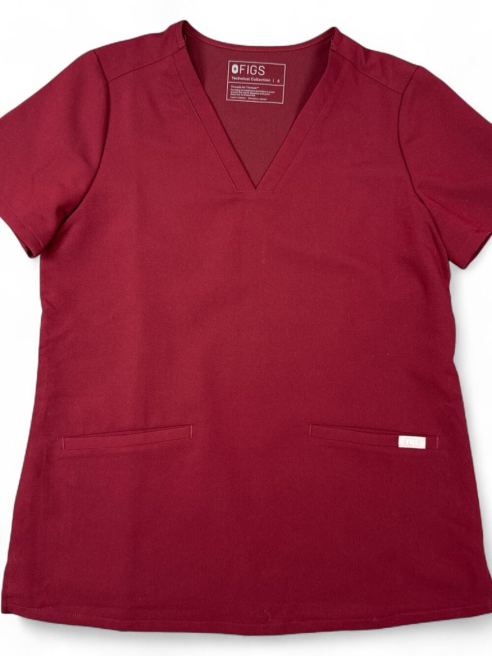 FIGS FW1100 Scrub Top Womens S Burgundy V-Neck PO# 1699